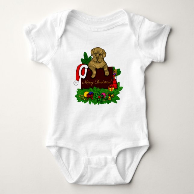 XMas Puppy Baby Strampler (Vorderseite)
