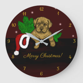 XMas Puppy Große Wanduhr