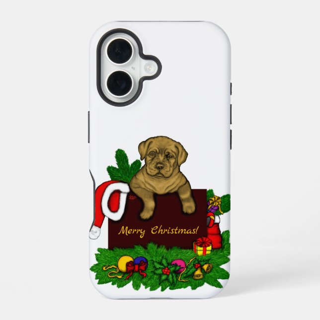 XMas Puppy iPhone 16 Hülle (Rückseite)