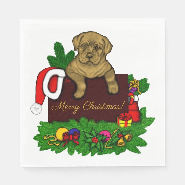 XMas Puppy Serviette (Vorderseite)