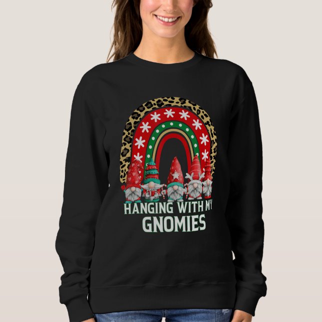 Xmas Rainbow Hanging With My Gnomies  Gnome Christ Sweatshirt (Vorderseite)