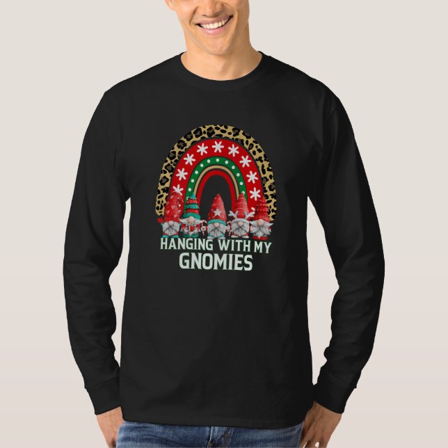 Xmas Rainbow Hanging With My Gnomies  Gnome Christ T-Shirt (Vorderseite)