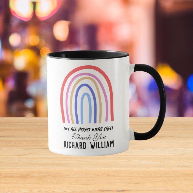 Xmas Rainbow Watercolor Lehrer Danke, Black Tasse (Von Creator hochgeladen)