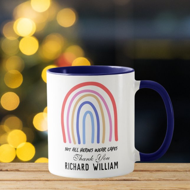 Xmas Rainbow Watercolor Lehrer Danke Blue Tasse (Von Creator hochgeladen)