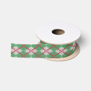 XMAS RAUTE STRICK 1,5" Breitseitenband Satinband