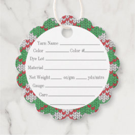 XMAS RAUTE STRICK 2" Scalloped Round Yarn Tags Geschenkanhänger