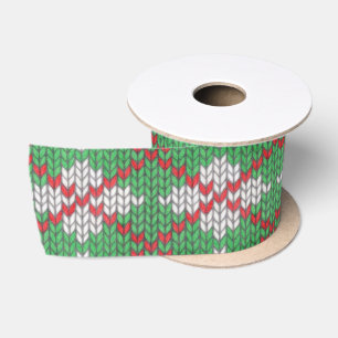 XMAS RAUTE STRICK 3" Breitformatzoom Satinband