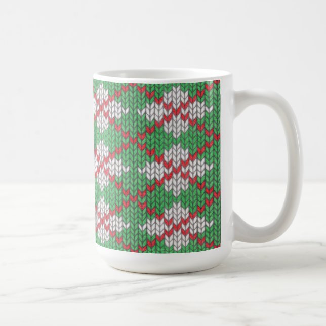 XMAS RAUTE STRICK Große weiße Tasse (Rechts)