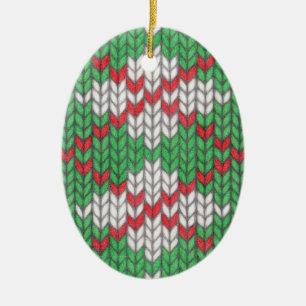 XMAS RAUTE STRICK Keramik Oval Ornament