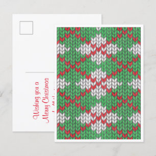 XMAS RAUTE STRICK Weihnachten Postkarte / Vertikal