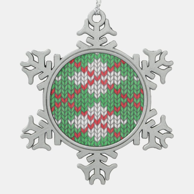 XMAS RAUTE STRICK Zinnsschneeflocke Ornament (Vorderseite)