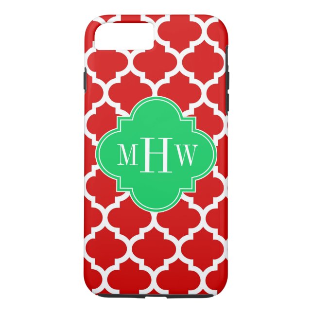 Xmas Red White Marokko #5 Emerald Name Monogram Case-Mate iPhone Hülle (Rückseite)