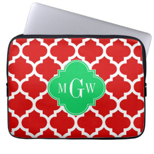Xmas Red White Marokko #5 Emerald Name Monogram Laptopschutzhülle