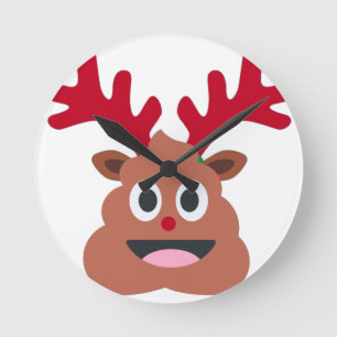 xmas Rentier Kot Emoji Runde Wanduhr