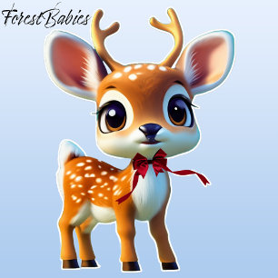 Xmas Rentier mit Red Bow Krawatte, Kalb mit Antler Aufkleber