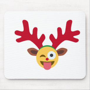 xmas Rentiere wink emoji Mousepad