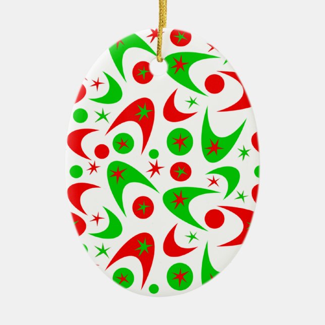 Xmas Retro Boomerangs Keramik Ornament (Vorne)