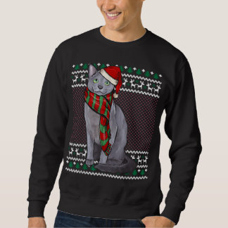 Xmas Russian Blue Cat Weihnachtsmannmütze Ugge Wei Sweatshirt