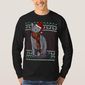 Xmas Russian Blue Cat Weihnachtsmannmütze Ugge Wei T-Shirt