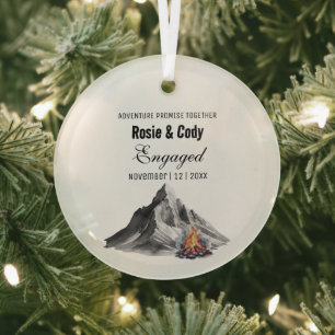 Xmas Rustikale Schwarzgebirgsfeuer Coupel Verlobt Ornament Aus Glas