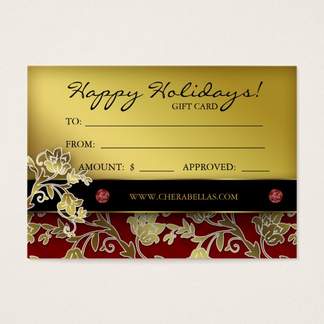 Xmas Salon Gift Card Wellness-Center Blumenrot Gol (Vorderseite)