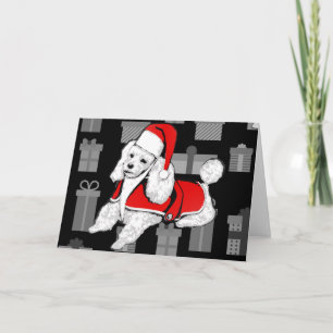 xmas santa claus poodle feiertagskarte