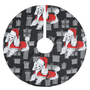 xmas santa claus poodle polyester weihnachtsbaumdecke