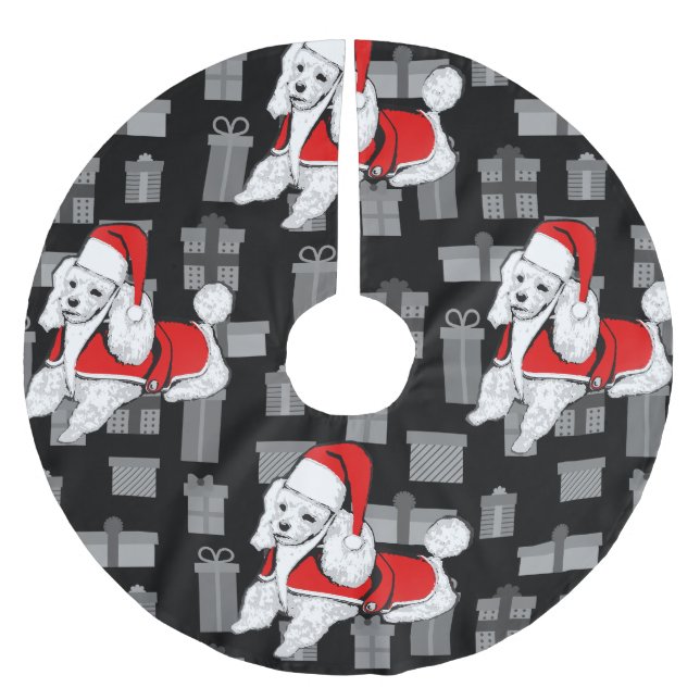 xmas santa claus poodle polyester weihnachtsbaumdecke (Vorderseite)