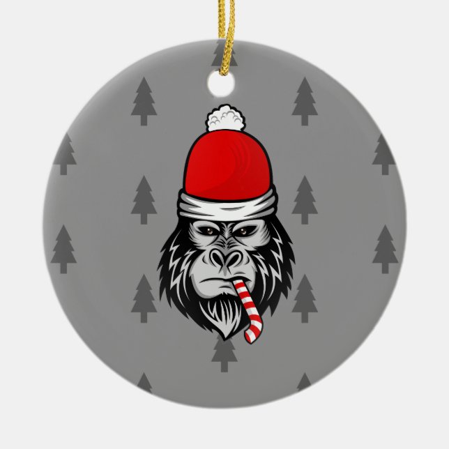 xmas santa clus gorilla keramik ornament (Vorne)