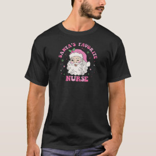 Xmas Santa Funny Nursing Retro Pink Christma T-Shirt