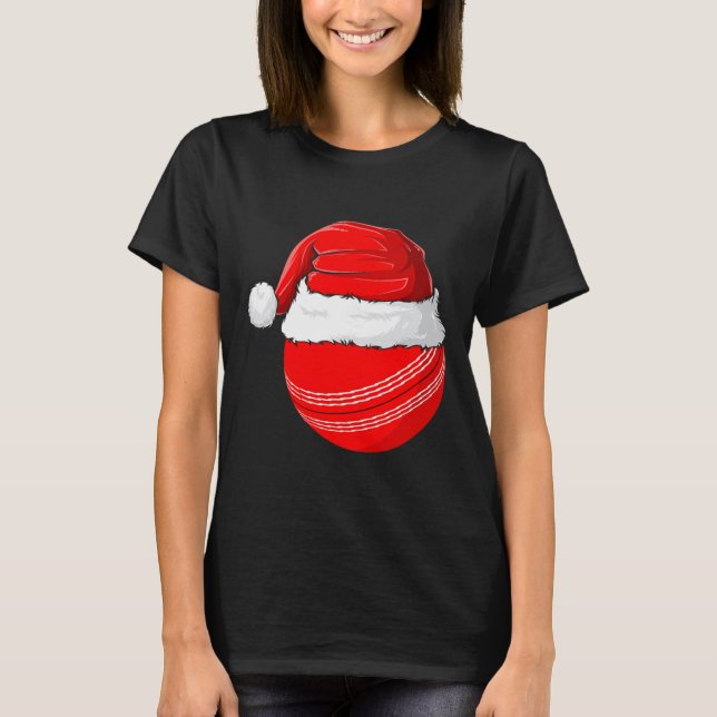 Xmas Santa Hat Christmas Cricket  T-Shirt (Vorderseite)