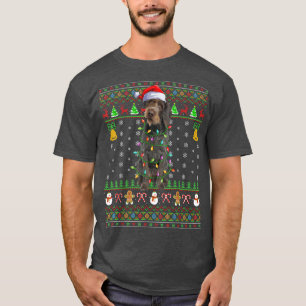 Xmas Santa Hat German Wirehaired Pointer Dog Ugly T-Shirt
