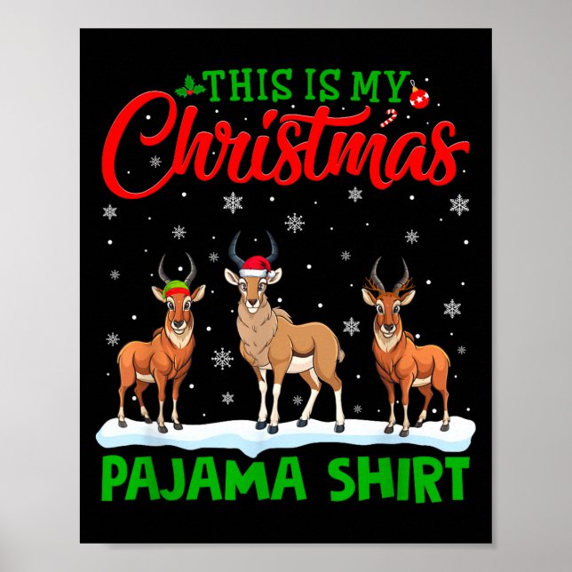 Xmas Santa Hat Reindeer Antelope Christmas Pajama  Poster (Vorne)