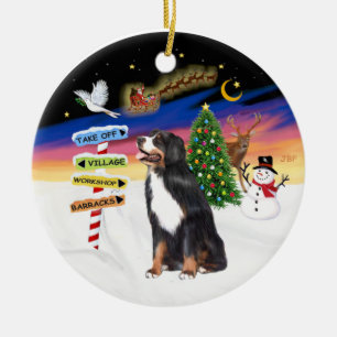 Xmas-Schilder - Berner Sennenhund Keramikornament