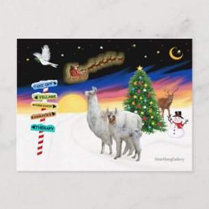 Xmas-Schilder - Mama Llama und Baby Feiertagspostkarte