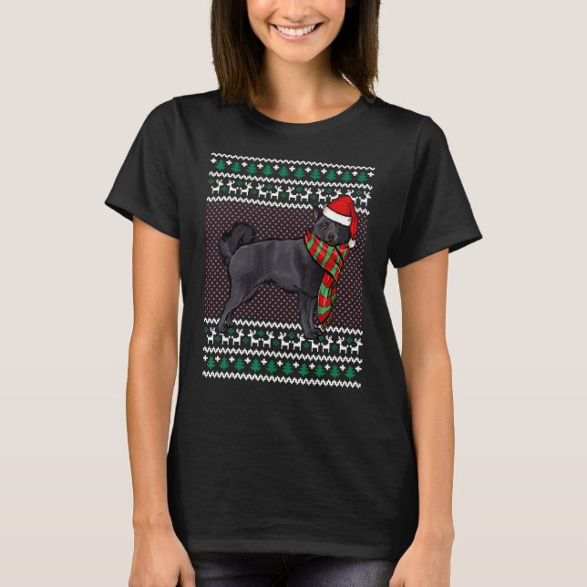 Xmas Schipperke Dog Weihnachtsmannmütze Ugys T-Shirt (Vorderseite)