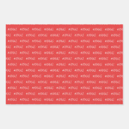 XMAS Schwarzes Rotes Weiß Personalisiert Geschenkpapier Set