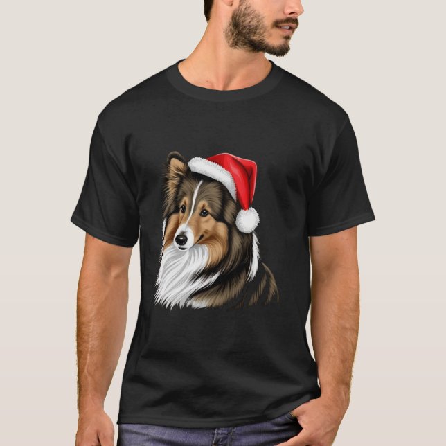 Xmas Shetland Sheepdog Weihnachten T-Shirt (Vorderseite)