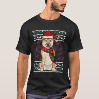 Xmas Shiba Inu Hund Weihnachtsmannmütze Ugly Weihn T-Shirt