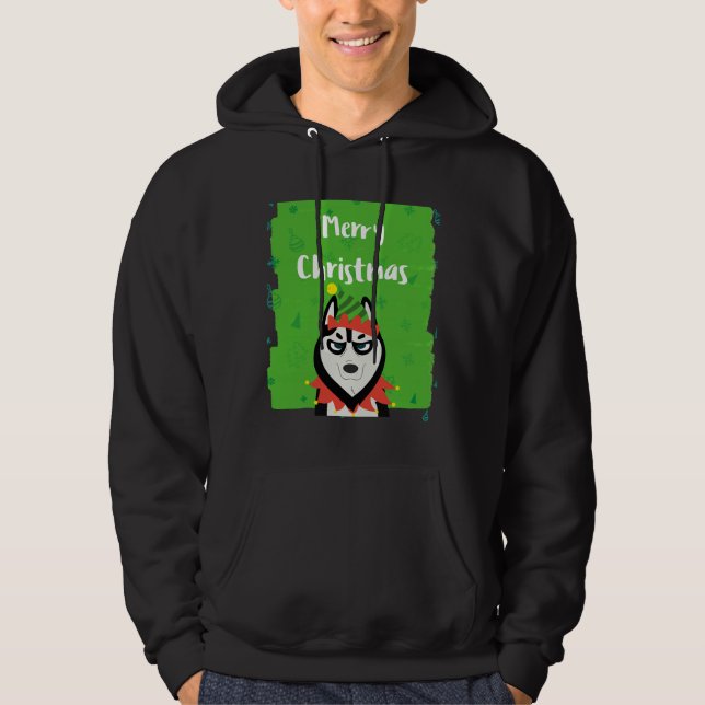 Xmas Siberian Husky Hoodie (Vorderseite)