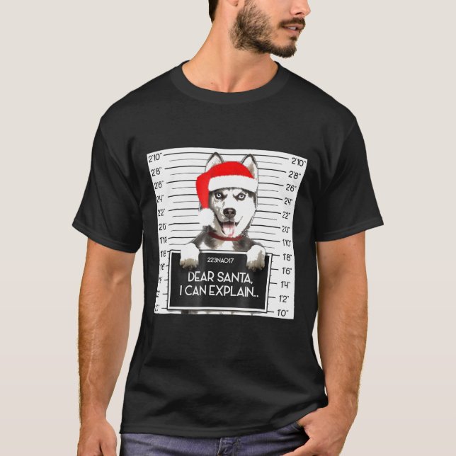 Xmas Siberischer Husky Lover Weihnachtsmannmütze W T-Shirt (Vorderseite)