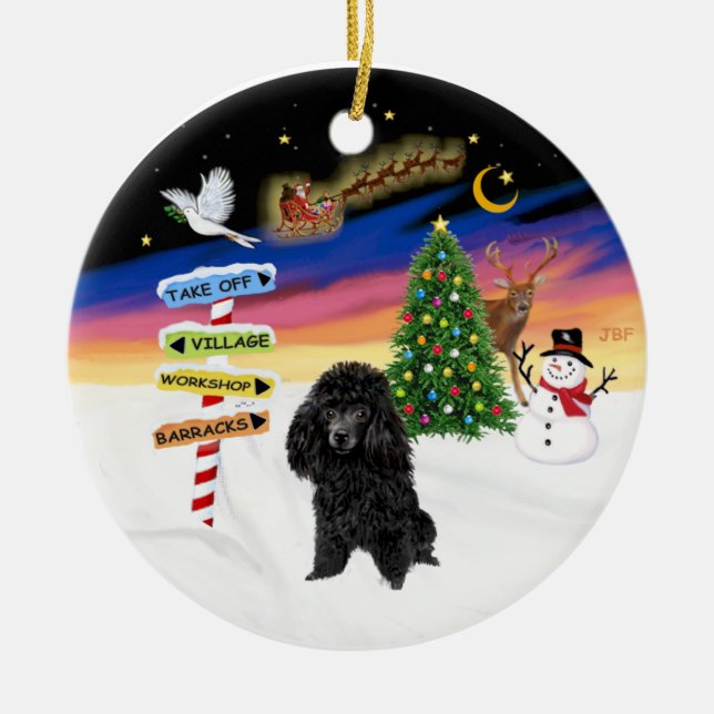 Xmas Signs - Black Toy Poodle Keramik Ornament (Vorne)