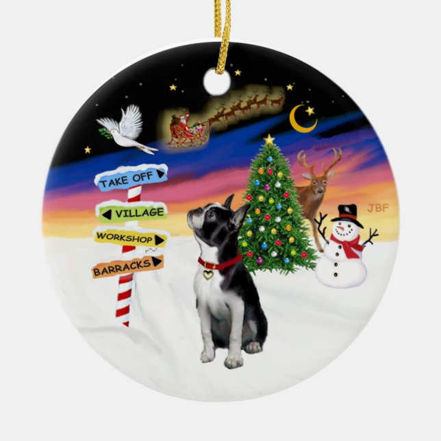 Xmas Signs - Boston Terrier #3 Keramikornament (Vorne)