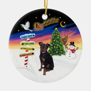 Xmas Signs - Miniatur Pinscher (natürlich) Keramik Ornament