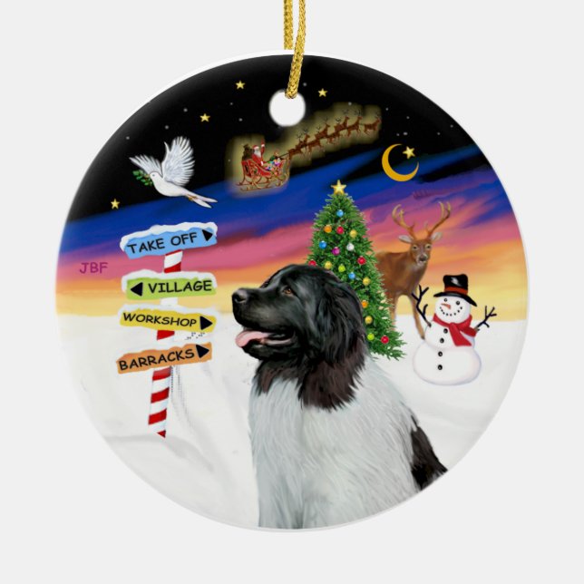 Xmas Signs - Newfie Landseer Keramikornament (Vorne)