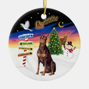 Xmas Signs - Red Doberman Keramik Ornament