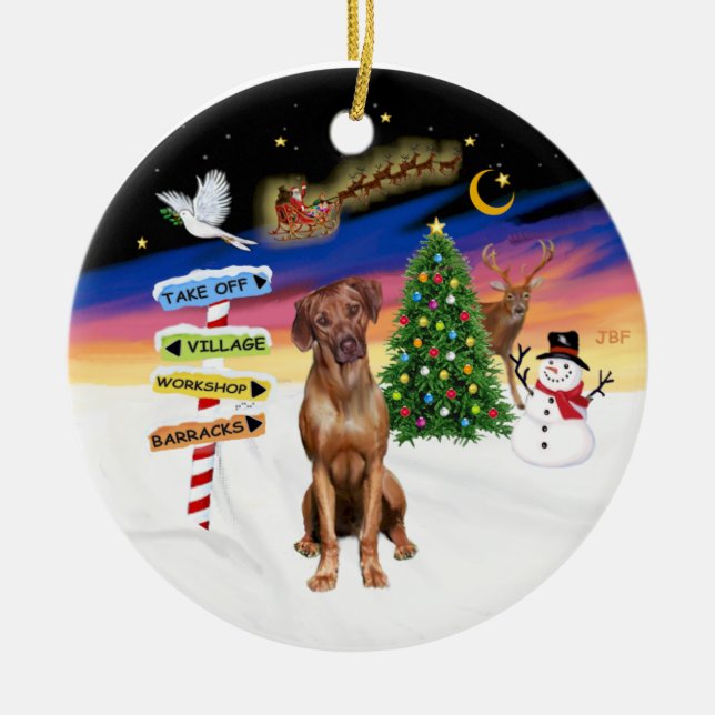 Xmas Signs - Rhodesian Ridgeback Keramik Ornament (Vorne)