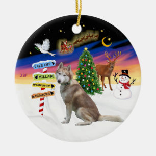 Xmas Signs - Roter sibirischer Husky Keramikornament