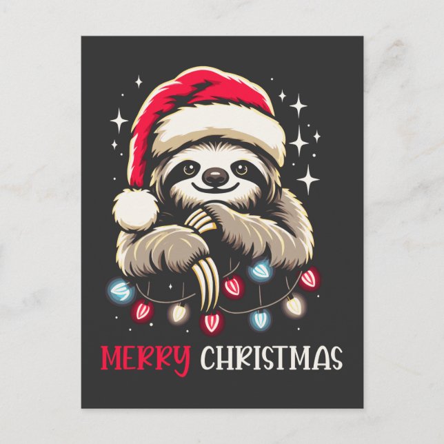 Xmas Sloth Festive Feiertagspostkarte (Vorderseite)