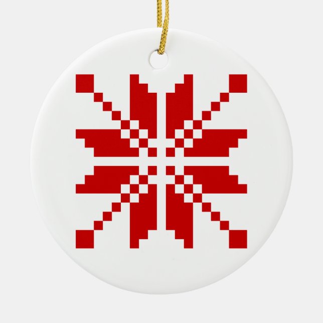 Xmas Snowflake Weihnachtsmuster Keramik Ornament (Vorne)